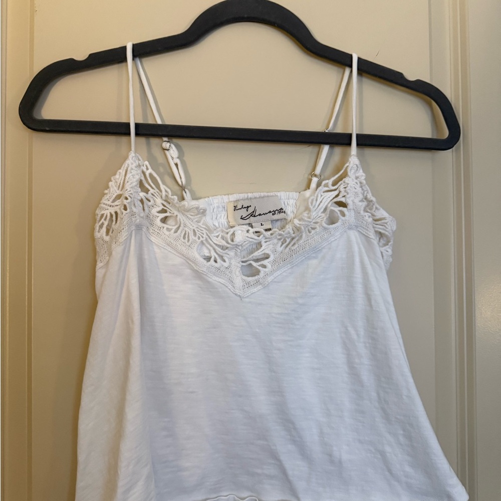 Vintage Havana White Camisole with Lace Detail